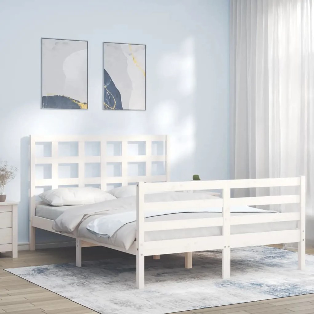 Giroletto Con Testiera Bianco Small Double Legno Massello /