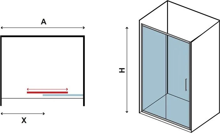 Porta doccia nicchia 100cm vetro satinato anticalcare KF5000 - KAMALU