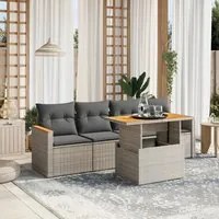 Set Divano da Giardino 5 pz con Cuscini Grigio in Polyrattan 3272957