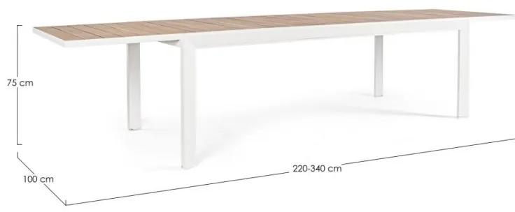 Tavolo Belmar da esterno allungabile bianco cm 100 x 220-340