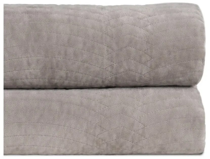 Copriletto grigio in velluto con rivestimento trapuntato 180x260 cm – Ixia