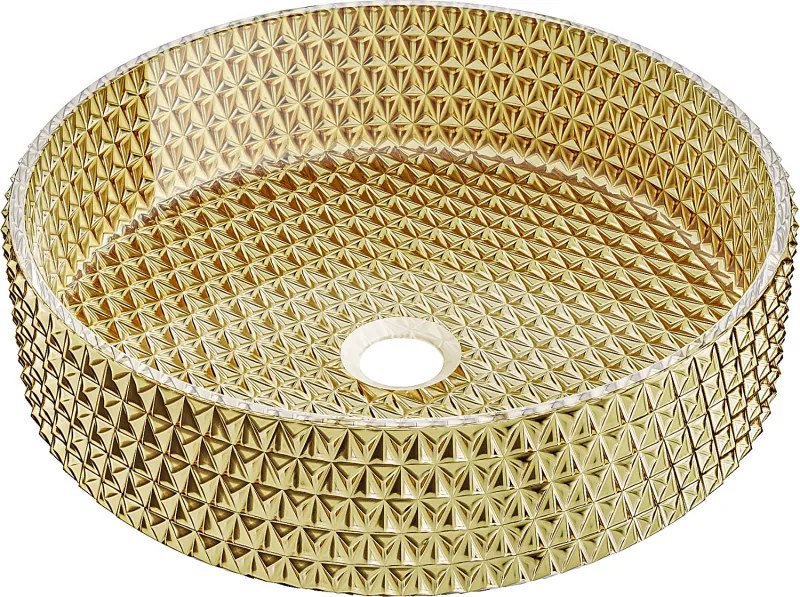 Mexen Aura lavabo da appoggio in vetro 39 x 39 cm, oro - 24013952