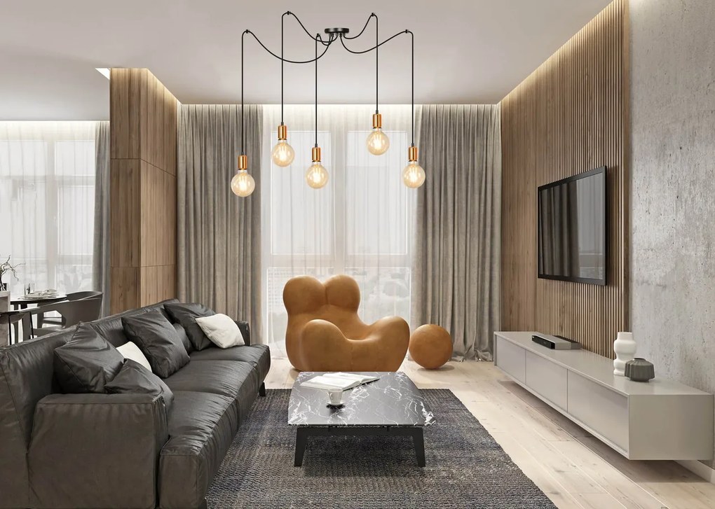 Lampadario a Sospensione SPARK 5 BLACK