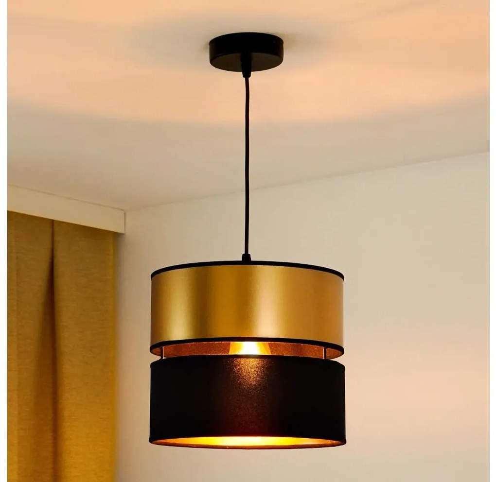 Brilagi - Lampadario a sospensione con filo ROYAL 1xE27/15W/230V diametro 25 cm nero/oro