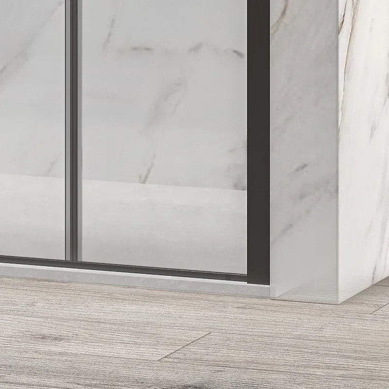 Kamalu - Porta doccia nicchia nero opaco 120 cm battente e anta fissa | KS5000N