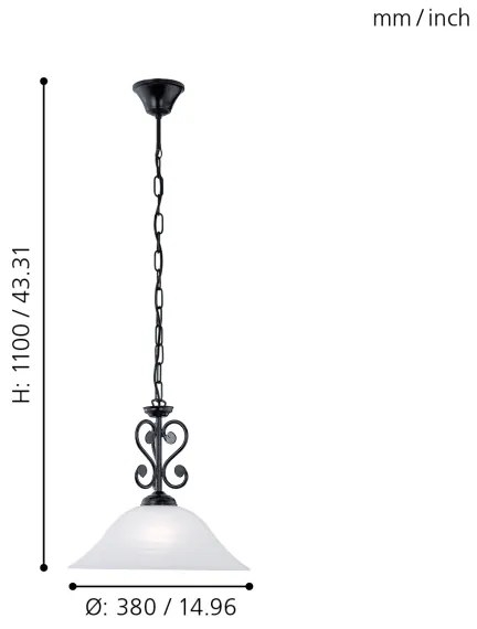 Eglo 91002 - Lampadario a sospensione con catena MURCIA 1xE27/60W/230V