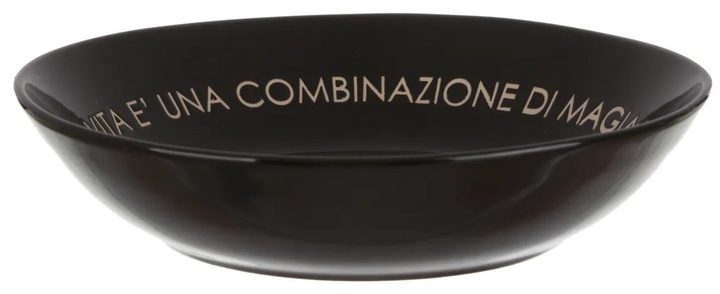 Piatto fondo nero con scritta 20 cm in stoneware