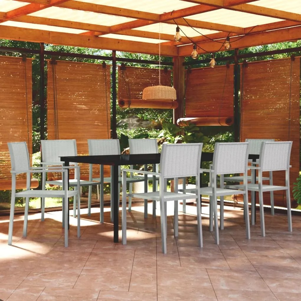Set da pranzo da giardino 9 pz bianco