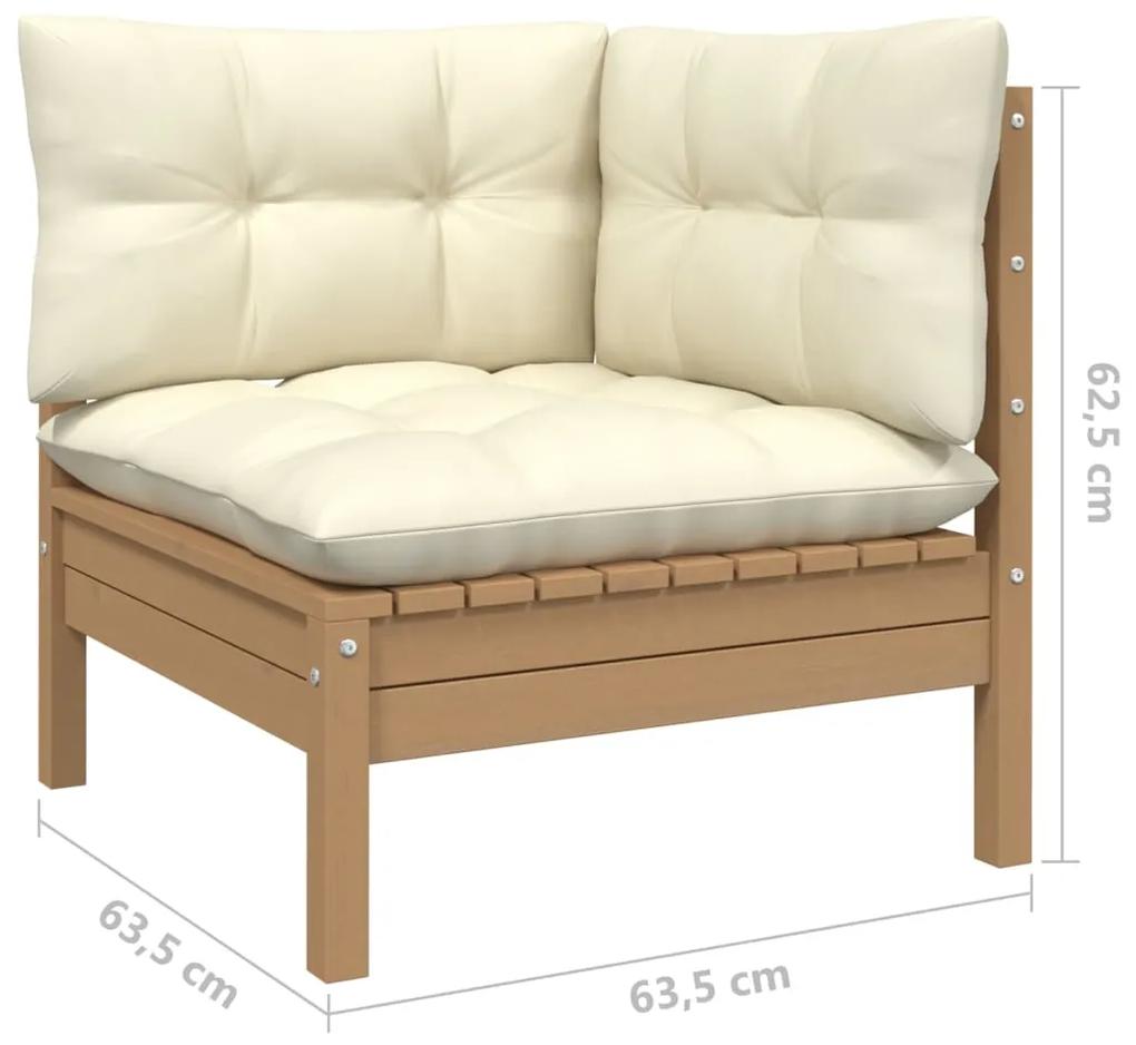 Set divani da giardino 8 pz con cuscini crema in legno di pino
