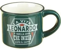 Tazzina caffè con nome Leonardo in gres porcellanato