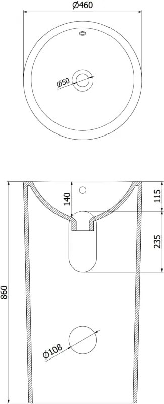 Mexen Nerda lavabo a colonna 46 x 46 cm, bianco - 26084600