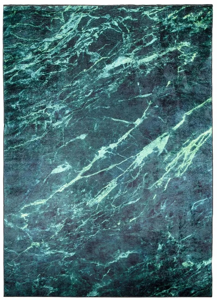 Tappeto moderno verde con motivo a marmo Larghezza: 80 cm | Lunghezza: 200 cm