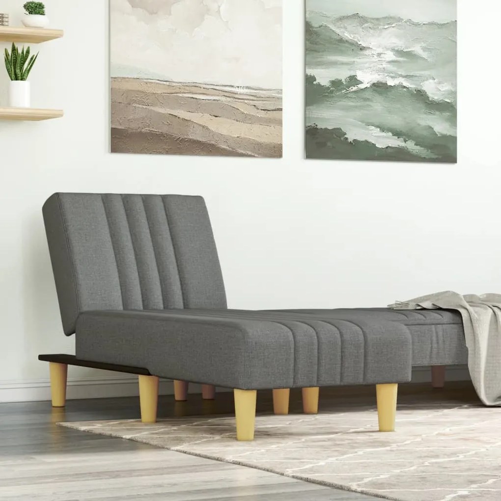 Chaise Longue İn Tessuto Grigio Scuro /