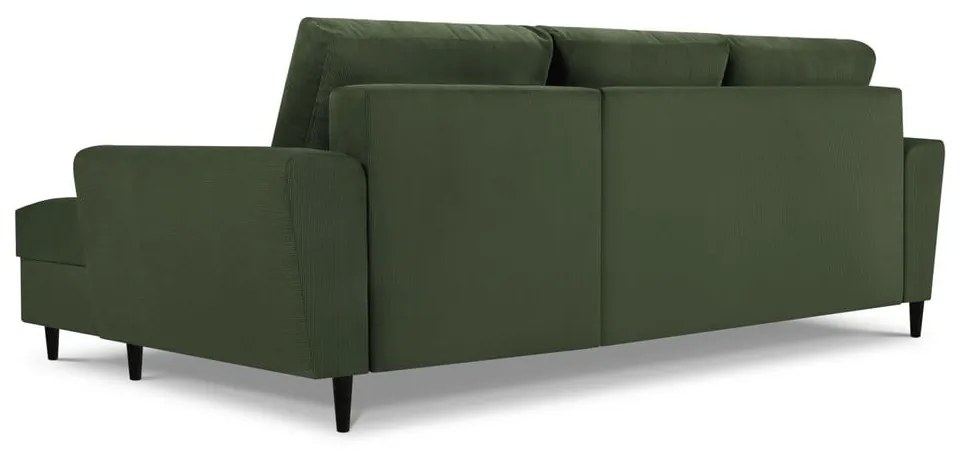 Divano angolare verde allungabile e con contenitore (con penisola a destra/con chaise lounge) con rivestimento in velluto a coste Kyoto – Cosmopolitan Design