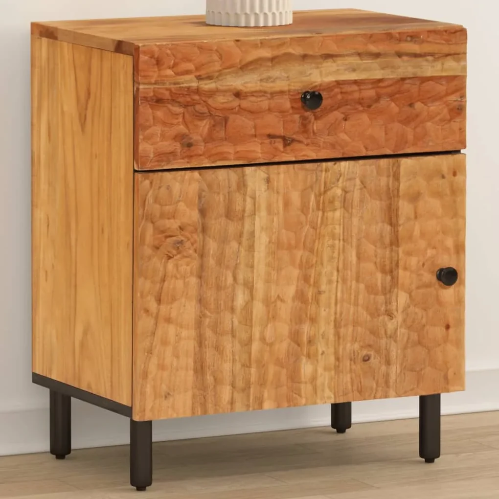 Comodino 50x33x60 cm in legno massello di acacia