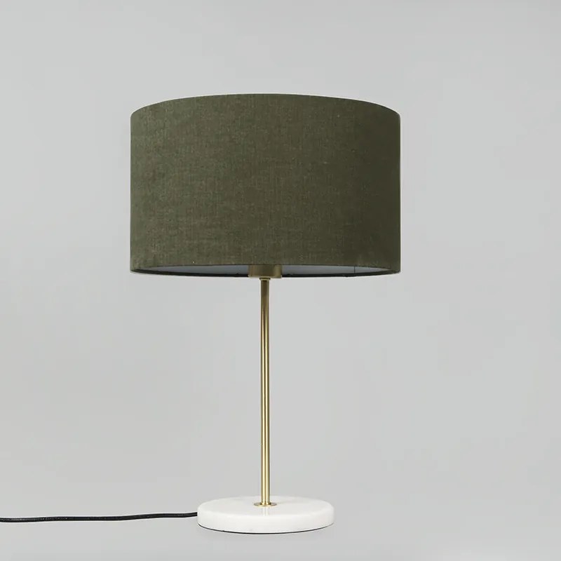 Lampada da tavolo in ottone con paralume verde 35 cm - Kaso