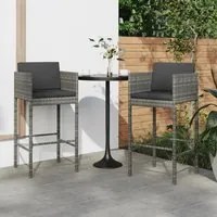 Sgabelli da Bar 2 pz con Cuscini Grigi in Polyrattan 316658