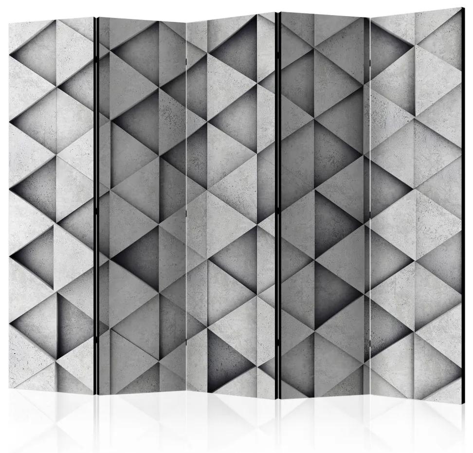 Paravento separè Triangoli grigi II (5 pezzi) - composizione geometrica con figure