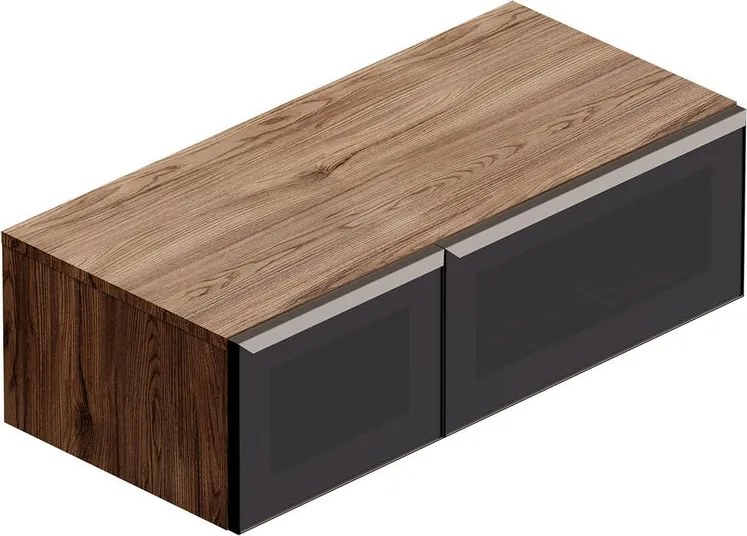 Mobile da bagno sospeso Star con top integrato L 100.3 x H 30 x P 46 cm noce walnut, 2 cassetti a destra ammortizzati e dotati di  illuminazione a LED
