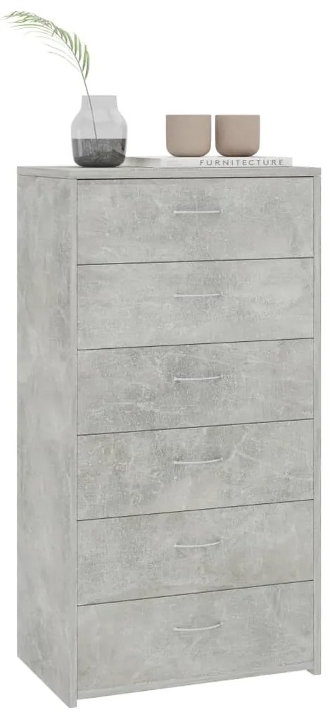 Credenza con 6 cassetti grigio cemento 50x34x96cm in truciolato