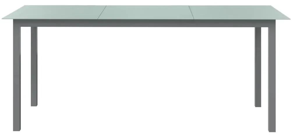Tavolo da Giardino Grigio Chiaro 190x90x74cm Alluminio e Vetro