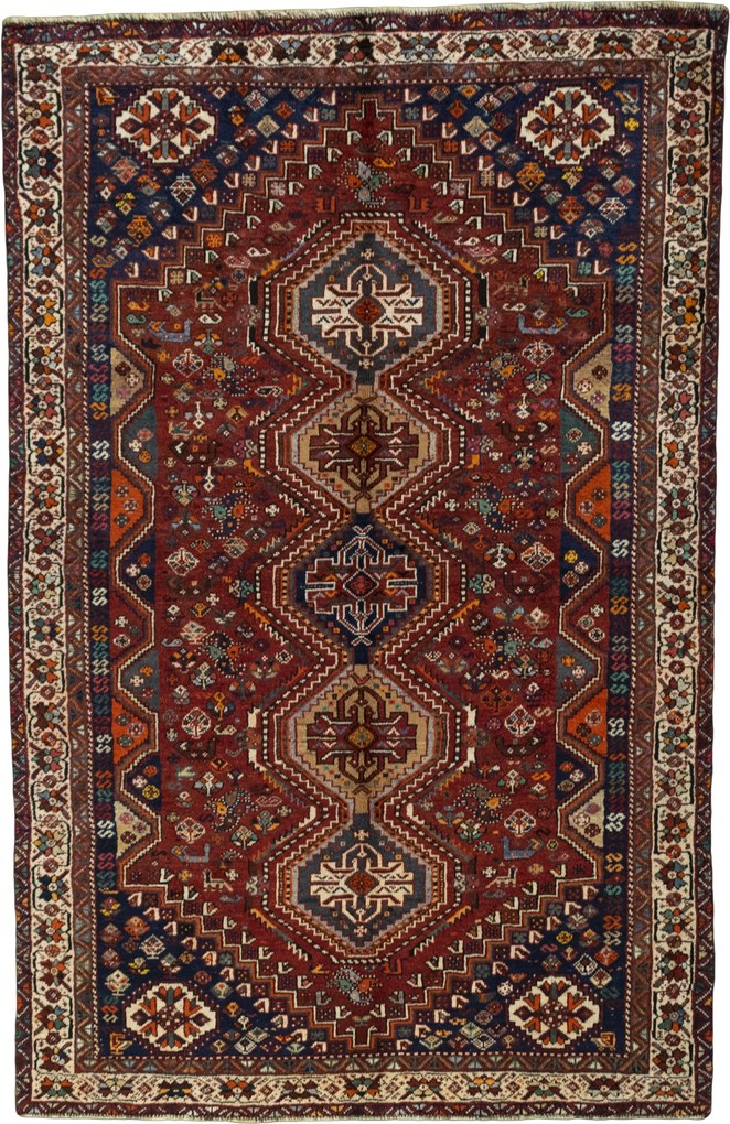 Shiraz Tappeto 250x160 Rosso (Iran) Annodato A Mano