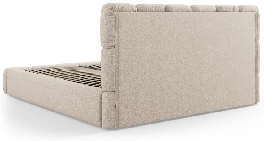 Letto color crema imbottito con spazio contenitivo 160x200 cm Bellis – Micadoni Home