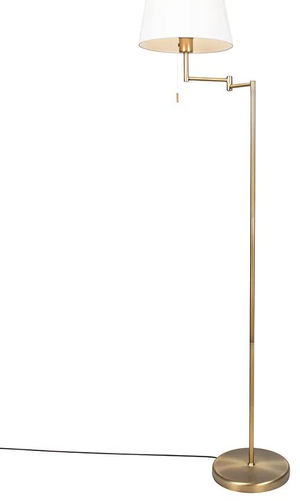 Lampada da terra classica in bronzo con paralume bianco regolabile - Ladas Fix