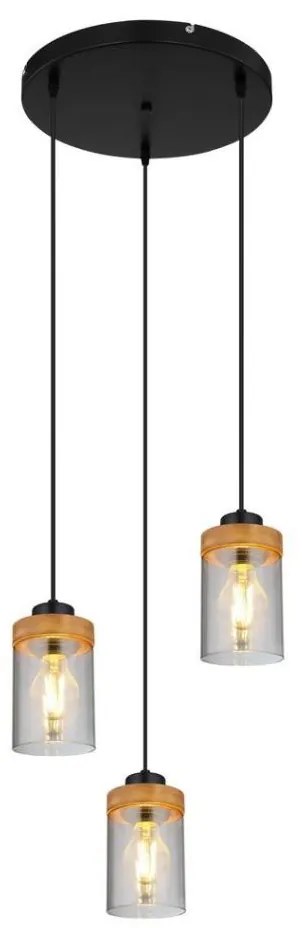 Globo 15557-3H - Lampadario a sospensione con filo FINCA 3xE27/40W/230V metallo/legno