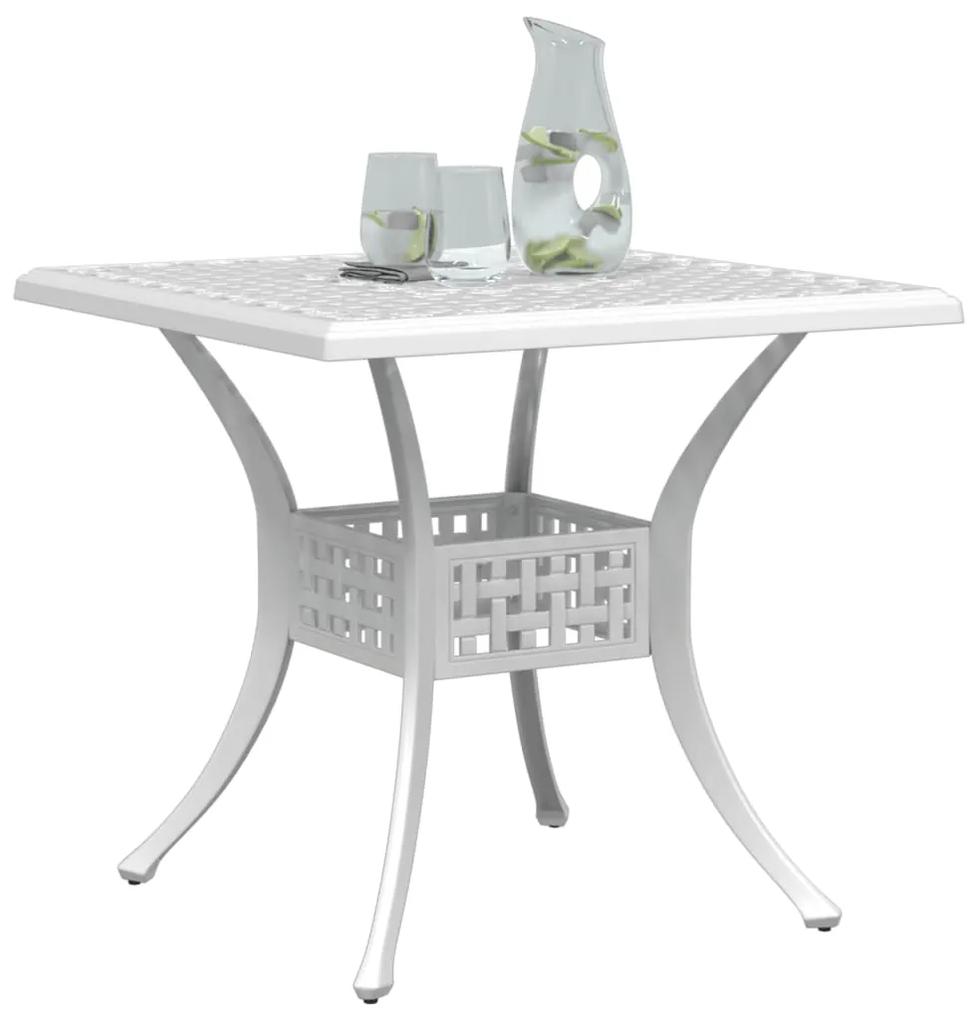 Tavolo da giardino bianco 80x80x75 cm in alluminio pressofuso