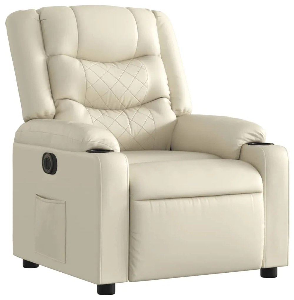Poltrona reclinabile elettrica crema in similpelle