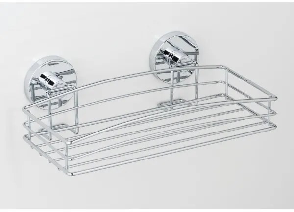 WENKO 20883100 - Mensola rotonda VACUUM-LOC in acciaio 26x15,3 cm cromo lucido