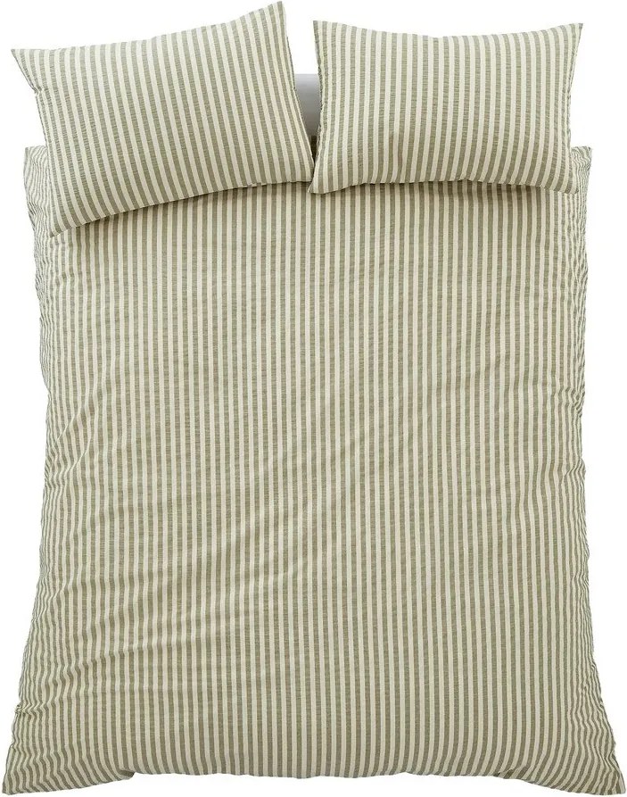 Set copripiumino e federa verde per letto singolo 135x200 cm Cotton Rich Woven Stripe – Pineapple Elephant