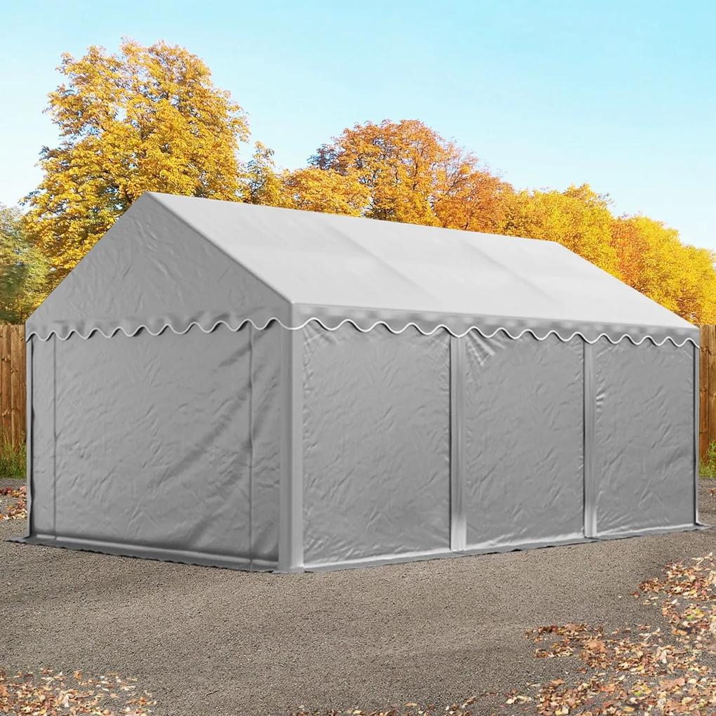 TOOLPORT 4x6 m tenda capannone, PVC 800, telaio perimetrale, grigio - (8910)
