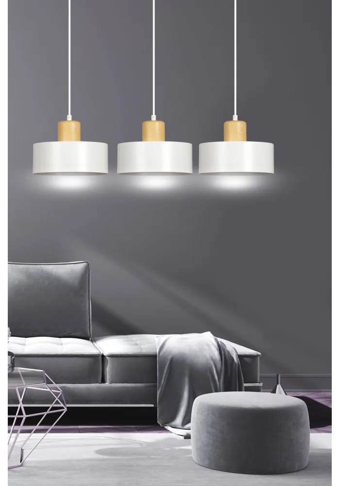 Lampadario a Sospensione in Acciaio e Legno TORIN 3 Nero 3xE27 Colore del corpo Bianco
