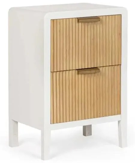 Cassettiera 2 cassetti Charley colore bianco - naturale 40X30X60H