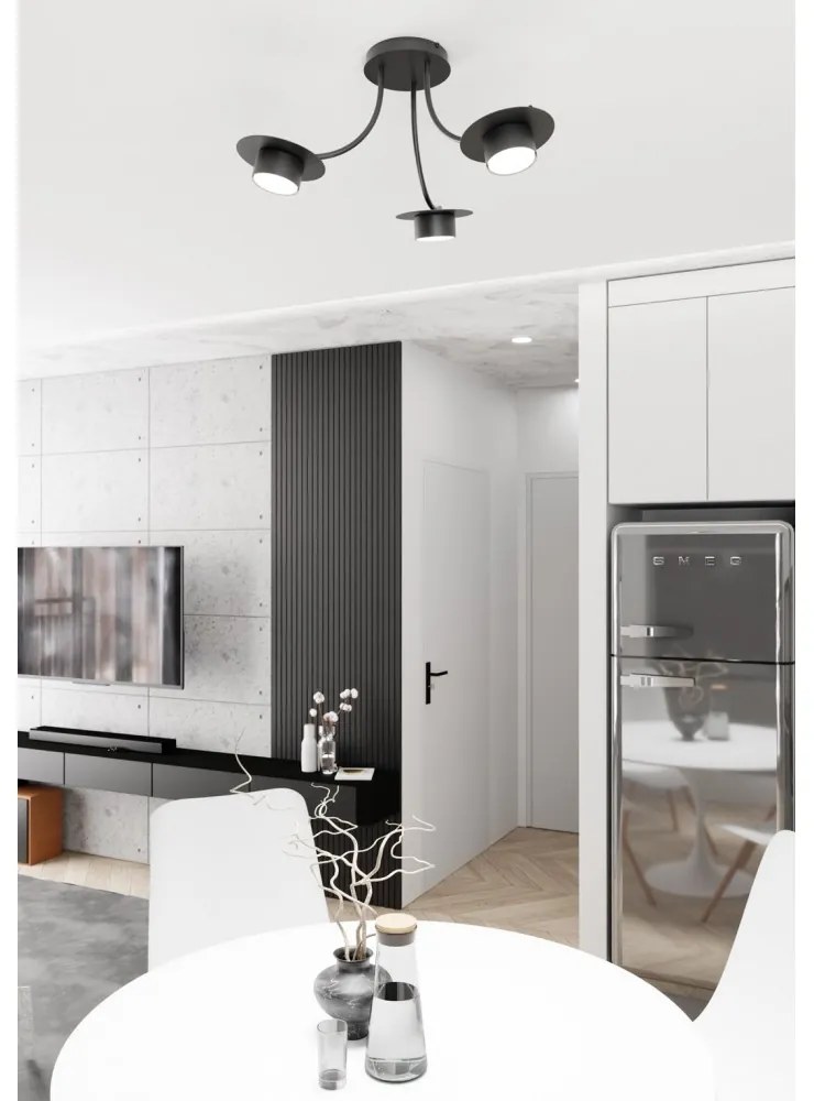 Lampada a soffitto in acciaio ENSO 3 nero da interno 3xGX53 Colore del corpo Nero
