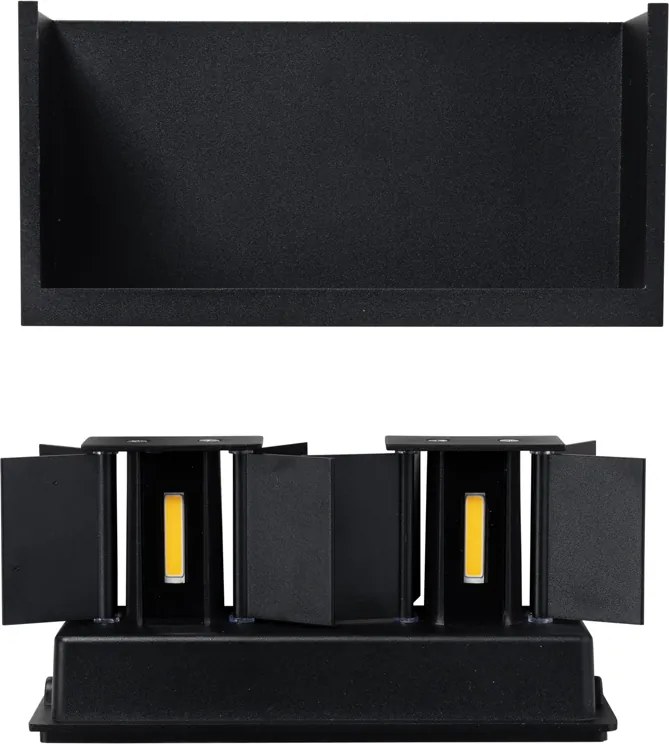Lampada da parete per esterni nera con LED integrati 4 luci IP54 - Edwin
