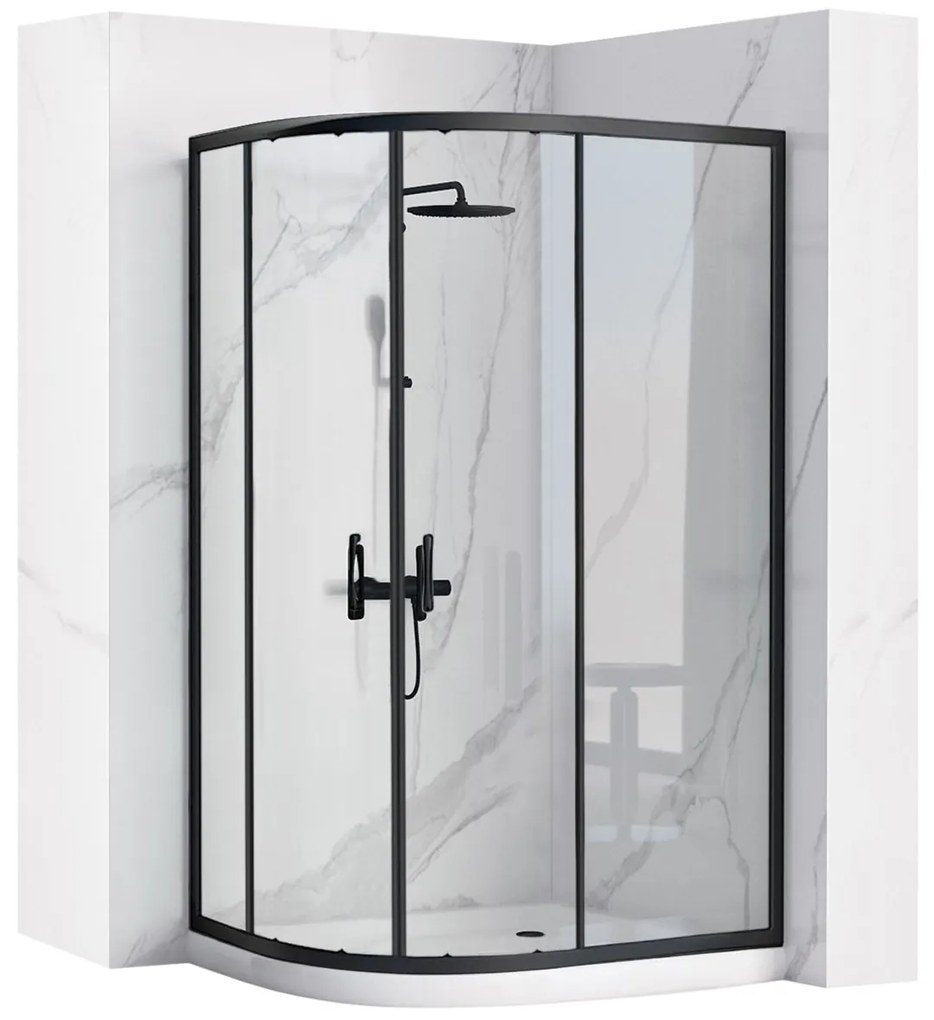 Cabina doccia REA Look Black 80x100 + Piatto doccia Look White