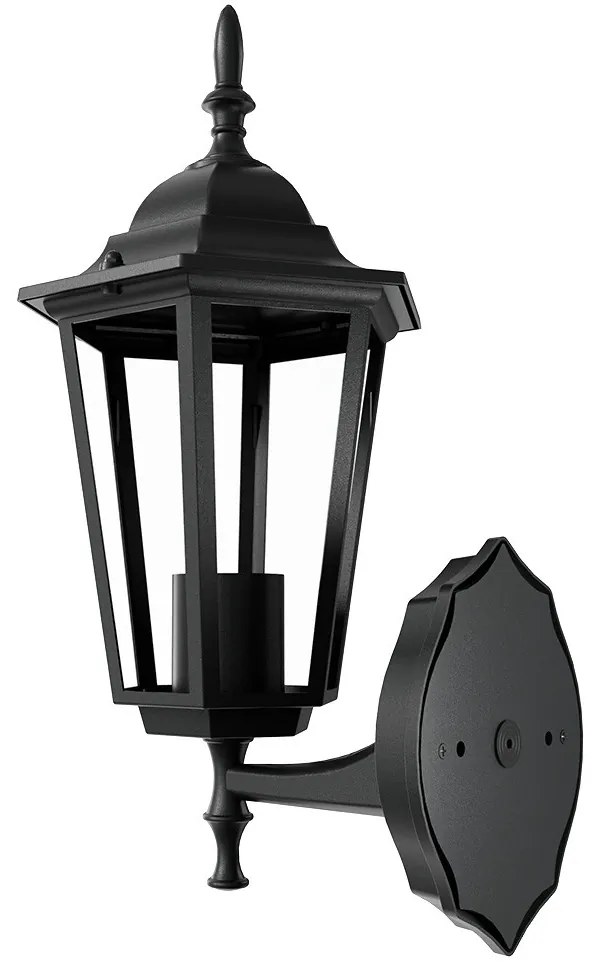 Applique Lanterna da Esterno IP54 E27 Nera - Serie TOSCA 1A