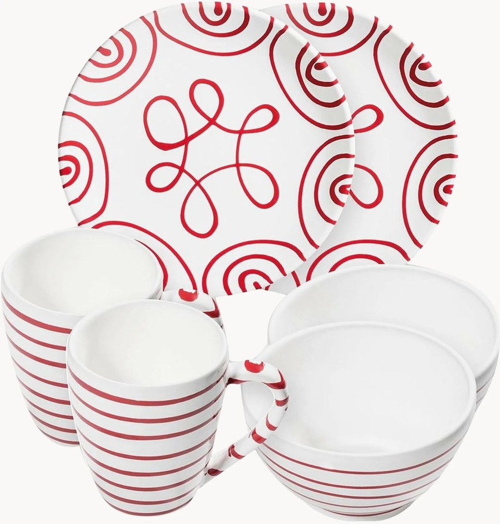 Set da colazione fatto a mano Rotgeflammt, 2 persone, set da 6