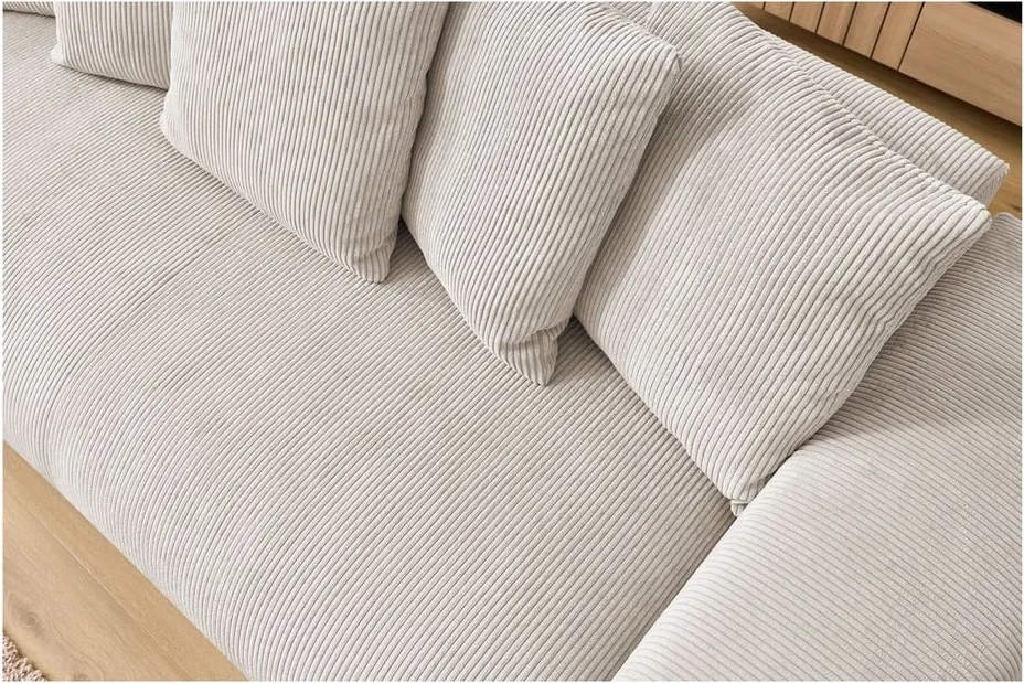 Divano color crema con rivestimento in velluto a coste 280 cm Voltaire – Bobochic Paris