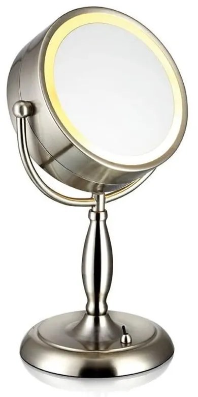 Specchio da tavolo con illuminazione in argento Face, ø 16,2 cm - Markslöjd