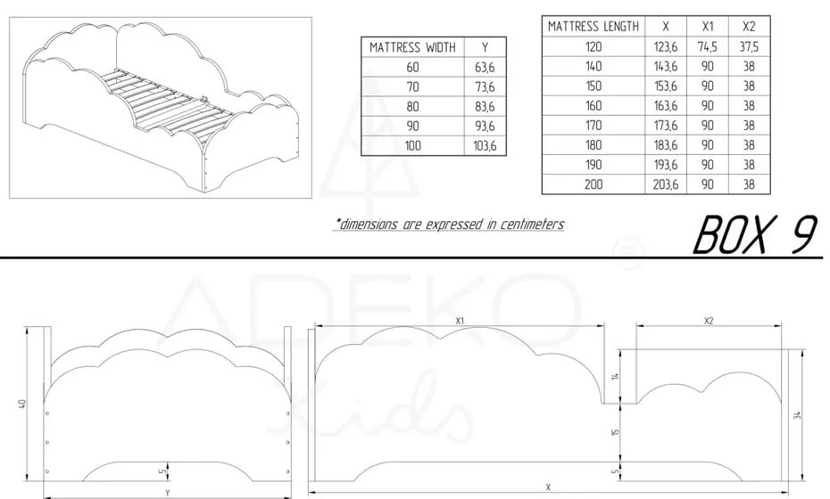 Letto per bambini in legno di pino BOX 9, 90 x 160 cm Mila Box 9 - Adeko