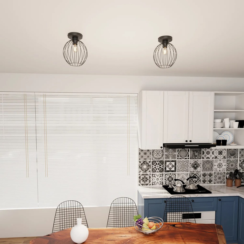 Plafoniera Minimal Industrial Geb 1 Luce Nera