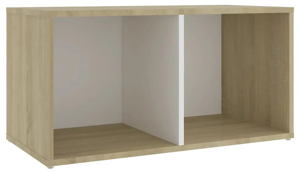 Mobile TV Bianco e Rovere Sonoma 72x35x36,5cm Legno Multistrato