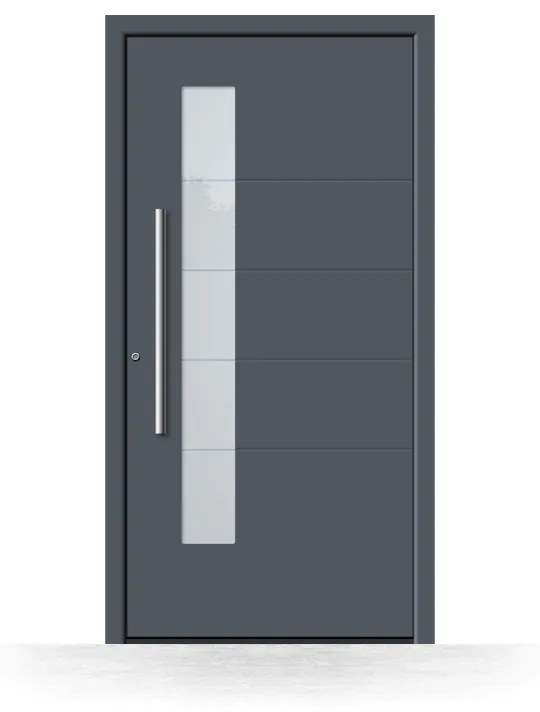 Portoncini in alluminio, grigio antracite RAL 7016, 700 x 1950 mm, isolamento termico, Schüco, modello Salerno, configura individualmente