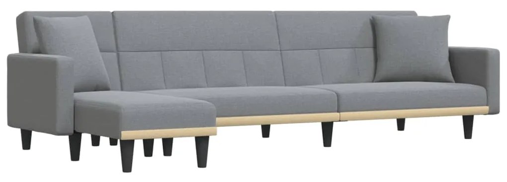 Divano letto a l grigio chiaro 275x140x70 cm in tessuto