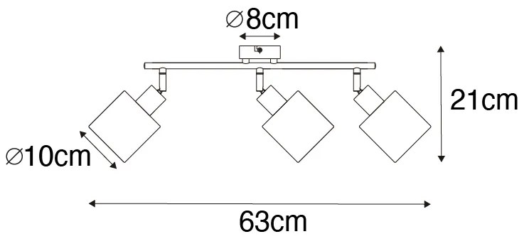 Faretto da soffitto in acciaio con paralume bianco 3 luci orientabile - Hetta