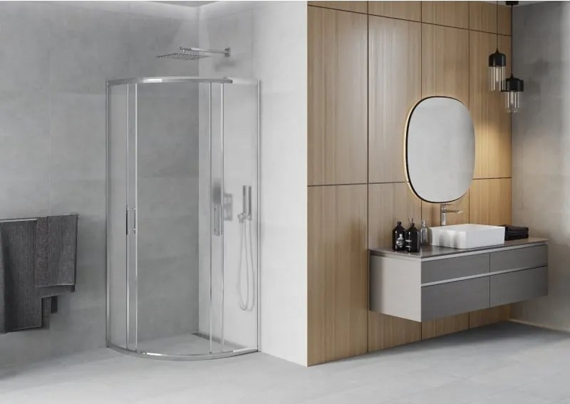 Mexen Rio cabina doccia semicircolare 70 x 70 cm, brina, cromo - 863-070-070-01-30
